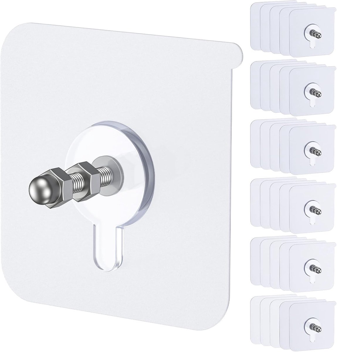 30 Stuks Zelfklevende Fotohaken, 12 kg Draagkracht Zwaargewicht Fotohangers Zonder Nagels, 16 mm Zelfklevende Muurhaken voor Ophangen, Transparante Waterdichte Plakhaken voor Badkamer Keuken