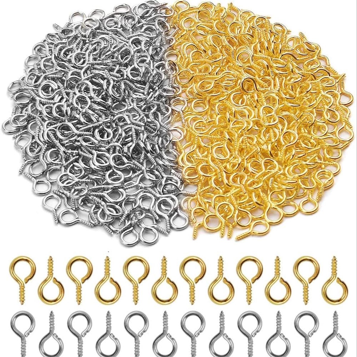 Haken, oogschroeven, oogschroefhaken doe-het-zelf sieraden sleutelhanger hanger maken, 4 x 8 mm