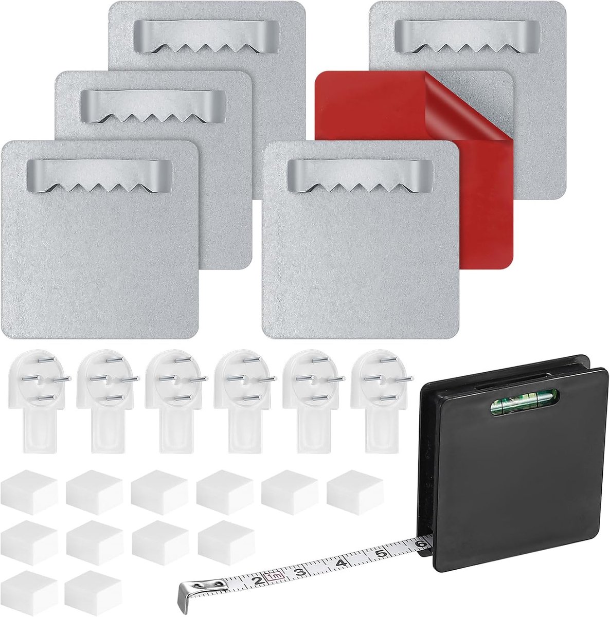 6 stuks fotohangers, zelfklevend zonder boren, sterke fotohaken | Spiegelhouder, ophanghaakjes, spiegelhangers om te lijmen voor zware foto's, muur, acrylglas, aluminium ophanging
