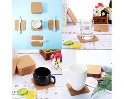 Onderzetters van kurken, 8 stuks, 3 mm dik, 10 cm, kurk, antislip onderzetters voor thuis, keuken, woonkamer, slaapkamer, kantoor, café of bar, hittebestendig, herbruikbaar, vierka