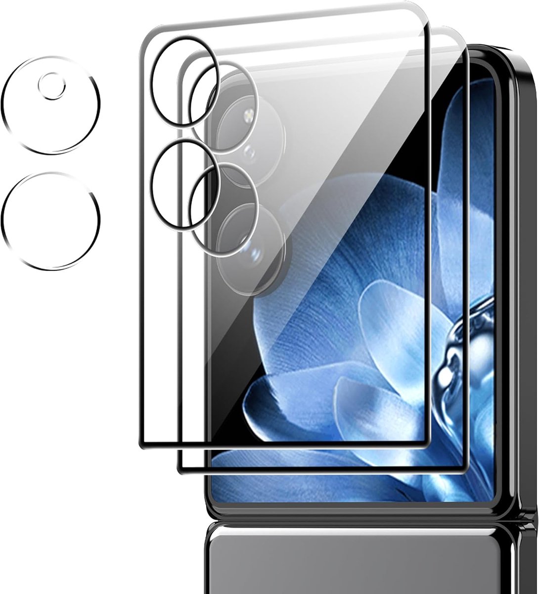 Beschermfolie voor Xiaomi Mix Flip pantserglas, 2 stuks frontdisplaybescherming + 2 stuks lensbescherming, 9H-hardheid, krasbestendig, onbreekbaar