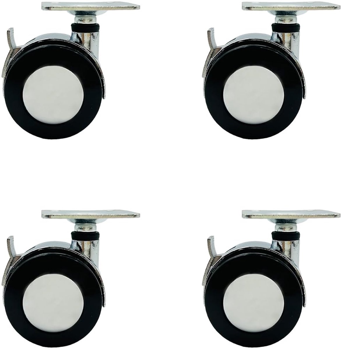 Zwenkwielen met Rem Tweelingwiel Nylon Wielen met Plaatbevestiging FC4711A 360 Graden Multifunctionele Wielen Afmeting Ø 40mm Set van 4 Stuks