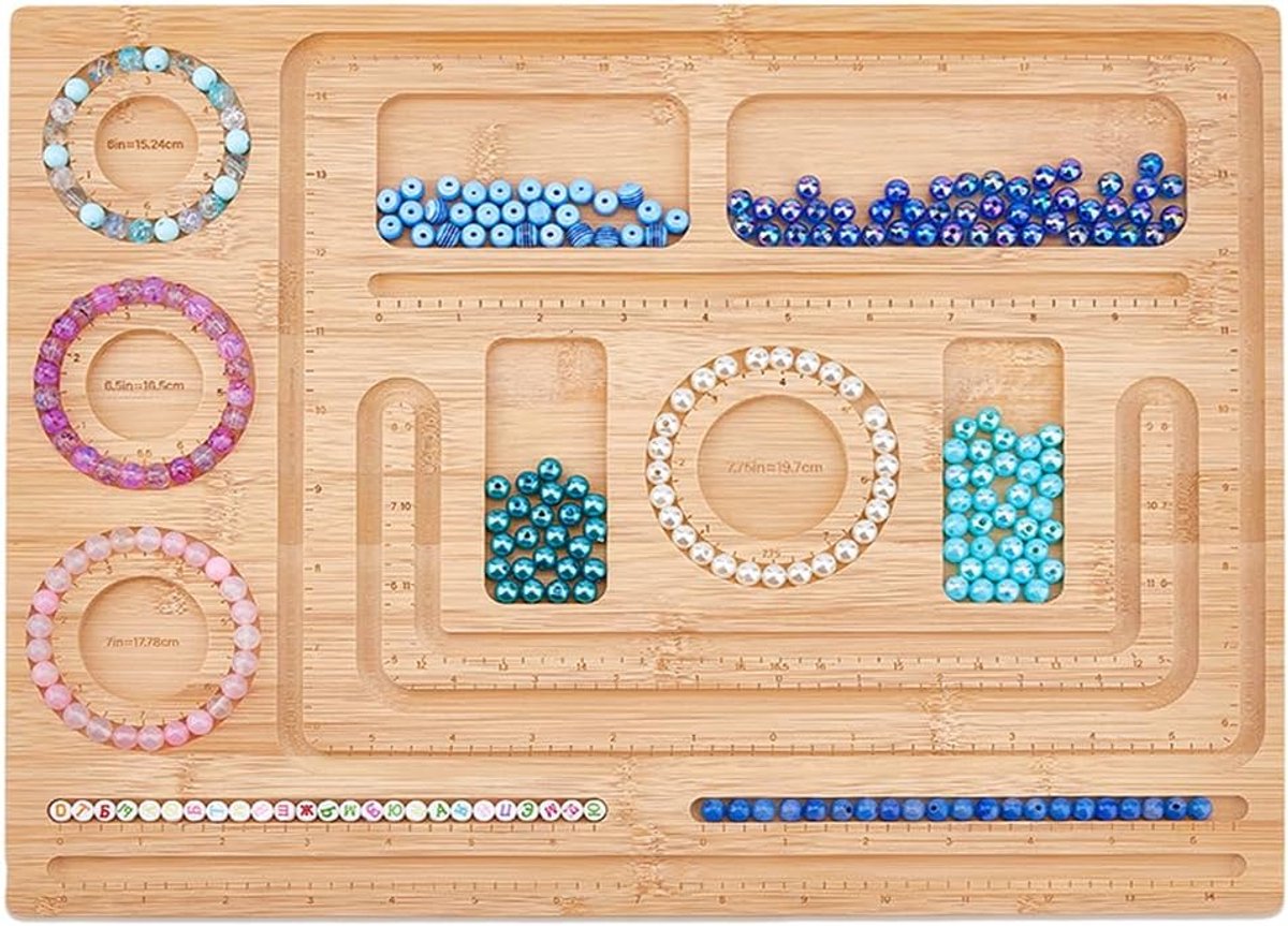 Houten kralenbord met afmetingen Beginners Bead Design Boards Meten Kralen Tray Bamboe Kralen Boards voor Sieraden Armband Maken DIY Armband Kralen