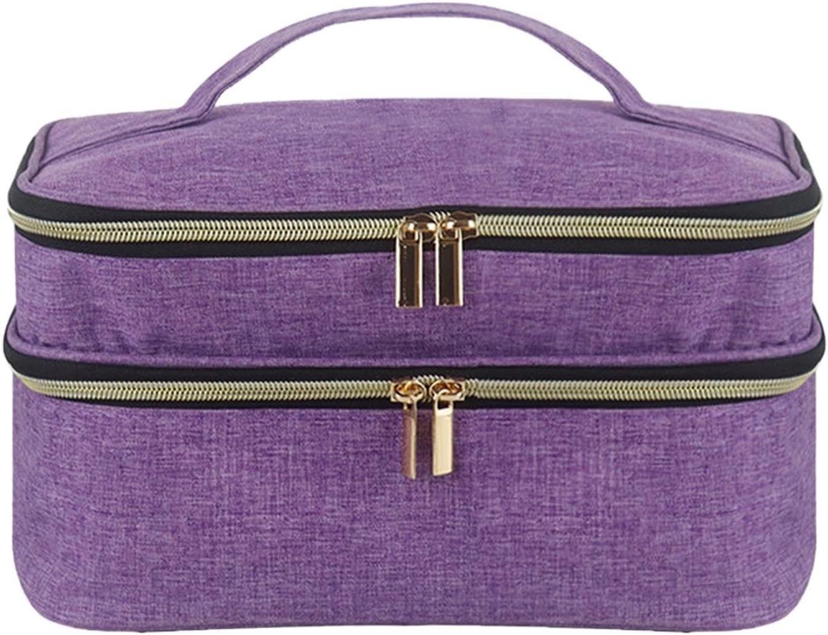 Naaiaccessoires Opbergkoffer - Naaikist Organizer - Naaispullen Opbergen - Dubbellaags Waterdicht - 30 x 18 x 15 cm - Paars
