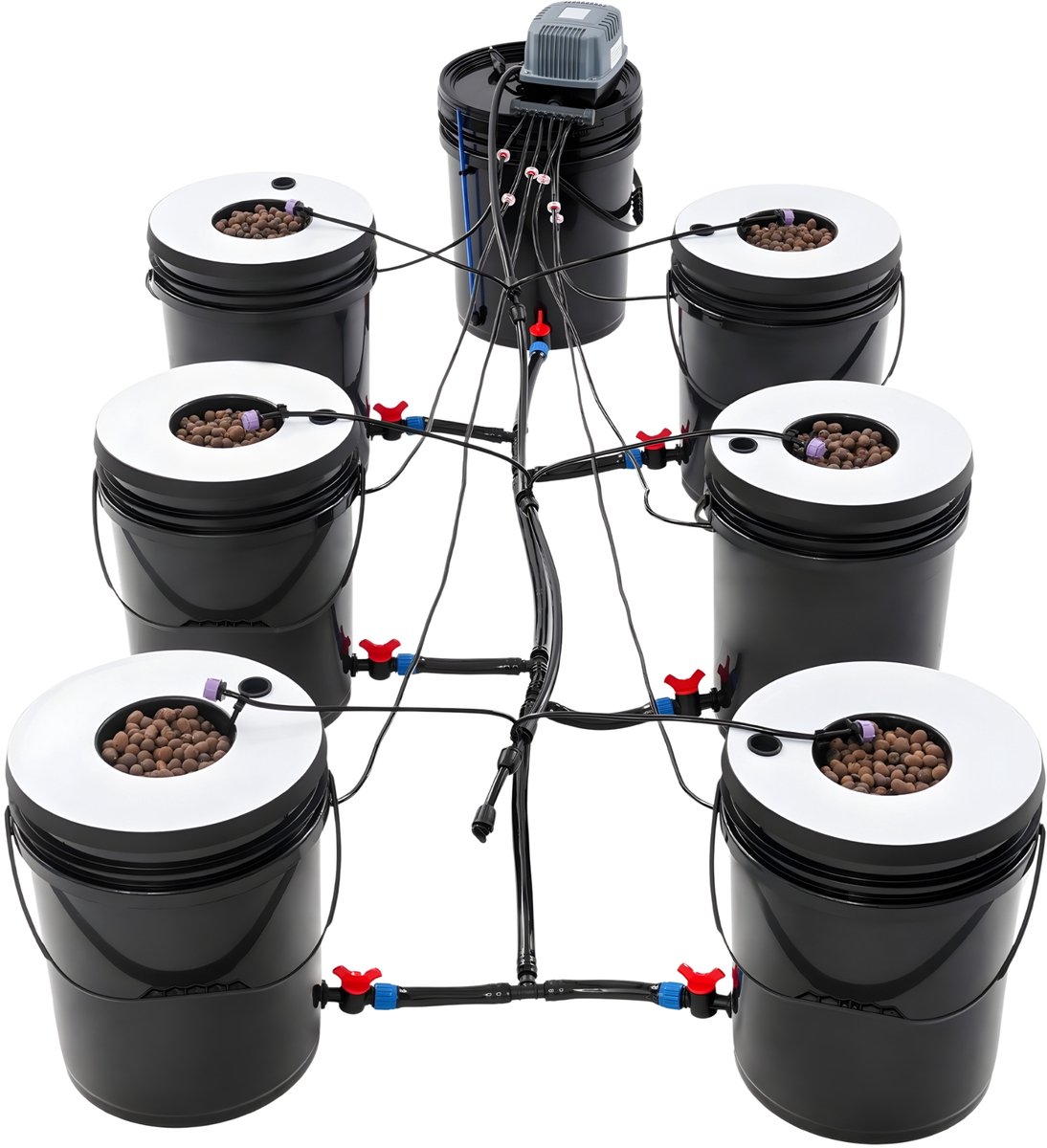 Hydroponisch Kweeksysteem Premium - 7 Emmers 20L - Met Luchtpomp - 30x38 CM Groei Systeem