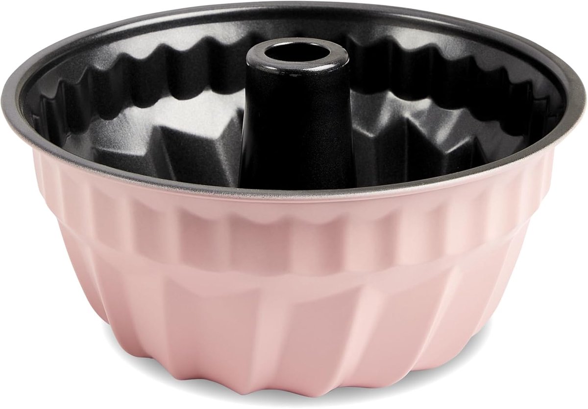 SnelShoppen - Mini-tulbandvorm 18 cm - Antiaanbaklaag, Robuust Staal, Gelijkmatige Warmteverdeling, Roze, Ideaal voor Kleine Cakes, Keukenaccessoire v