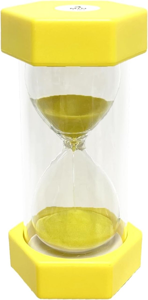 Zandloper voor Kinderen - Ideale Timer voor Tandenpoetsen, Klassen en Decoratie, 3 Minuten, Geel