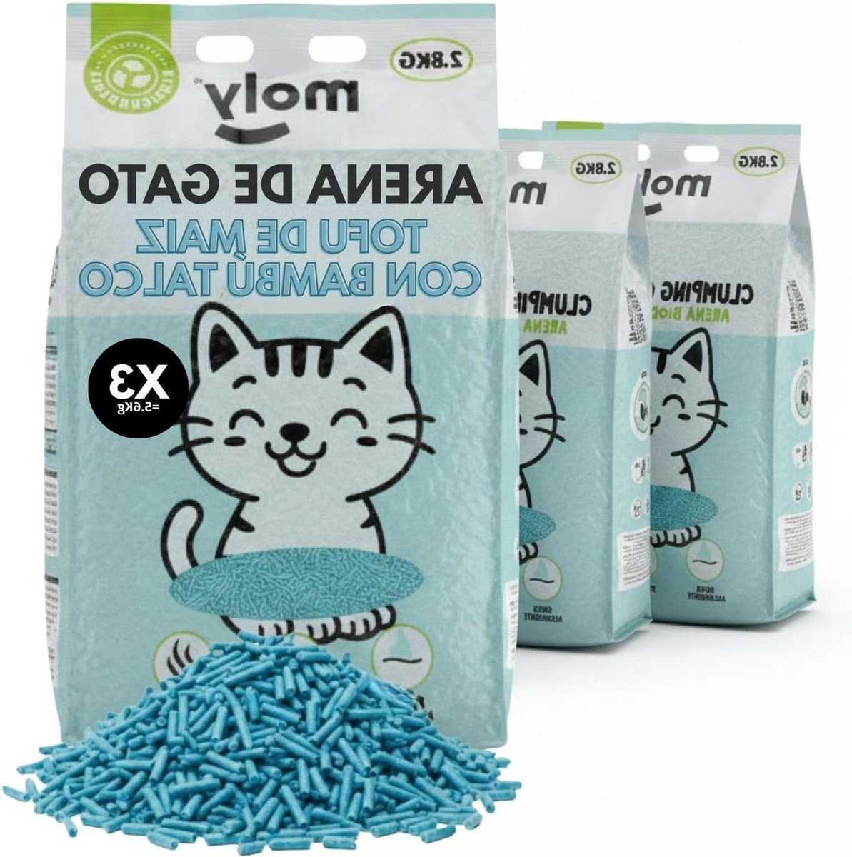 Kattenbakvulling Set - Plantaardige Korrels - Hygiëne Thuis - Compacte Klonten - 3 x 8.4 kg - Niet gespecificeerd