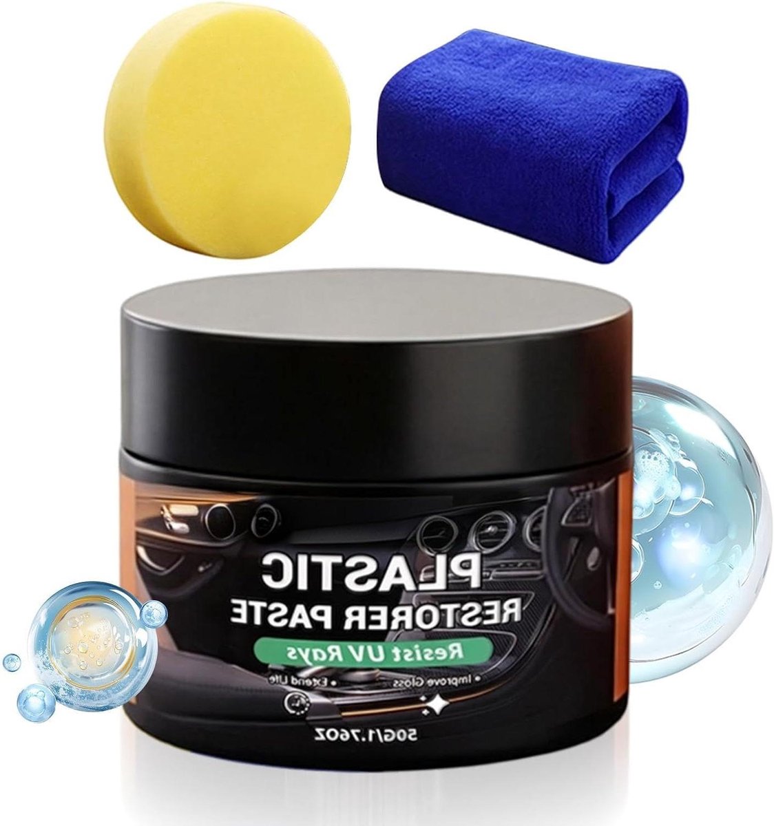Kunststof Restauratiemiddel - Polijstpasta Coating - Auto Onderhoud - UV Beschermend - 50 g - Zwart