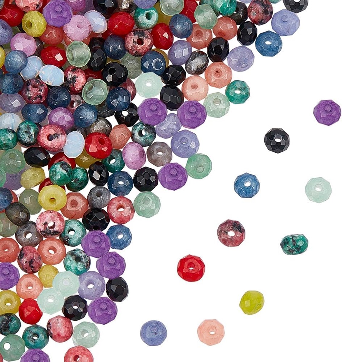 240 stuks natuurlijke gefacetteerde kralen, 12 kleuren Maleisië jade rondelle kralen, gekleurde edelsteen-afstandkralen voor doe-het-zelf sieraden maken
