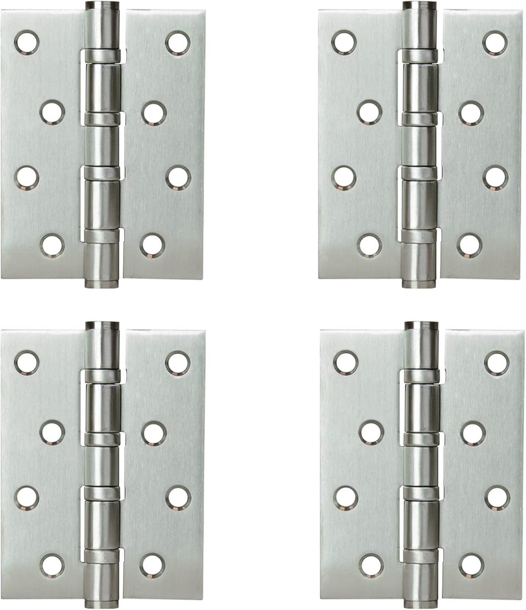 Scharnieren 4BB Kogellager Roestvrij Staal Binnen Scharnier 102 x 76mm (4 inch) Belastbaarheid 80kg Satijn (4 Pcs)
