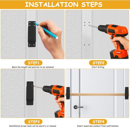 4 Stuks 2 x 4 Deurstang Bevestigingsbeugels, Metalen U-beugels, Beveiligingsdeurvergrendeling Klemmen Passend voor 2 x 4 Hout, voor Neerklapbare Stangen Huis Schuur Schuur Garagepoort Versterking — afbeelding 3
