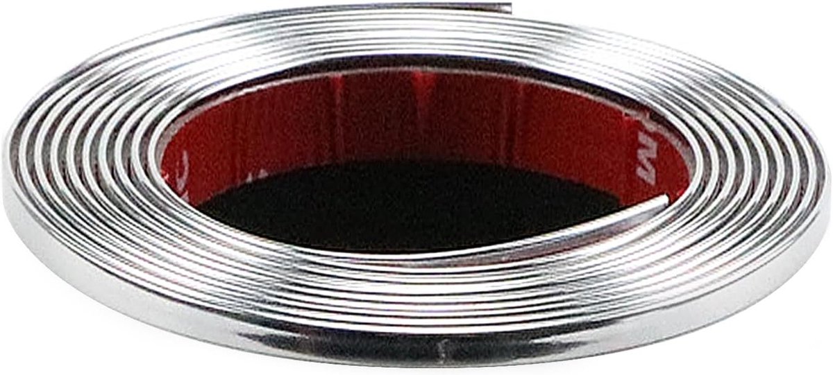 sierlijst, auto, chroomstrip, 5 m, zilveren sierlijsten, zelfklevend, universele chromen sierlijst voor auto, carrosserie, raam, buitendecoratie (10 mm)