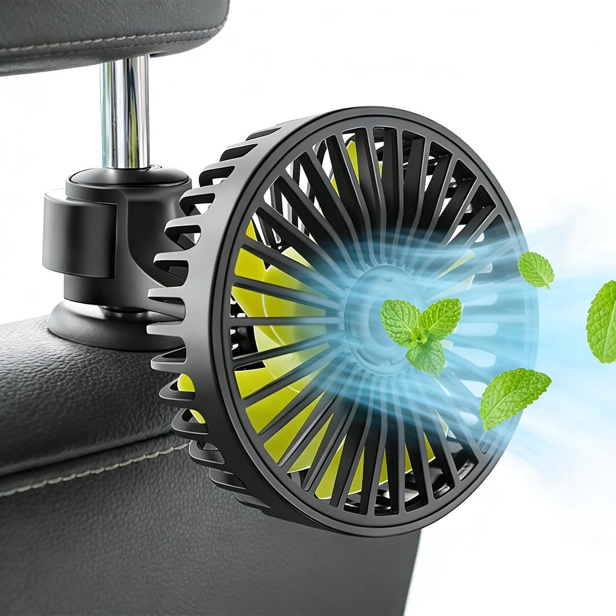 Auto USB-ventilator voor achterbank, 360 graden autokoelventilator, 3 standen, mini-ventilator, auto-airconditioning, autoventilator voor achterbank, ventilatoren, verstelbare