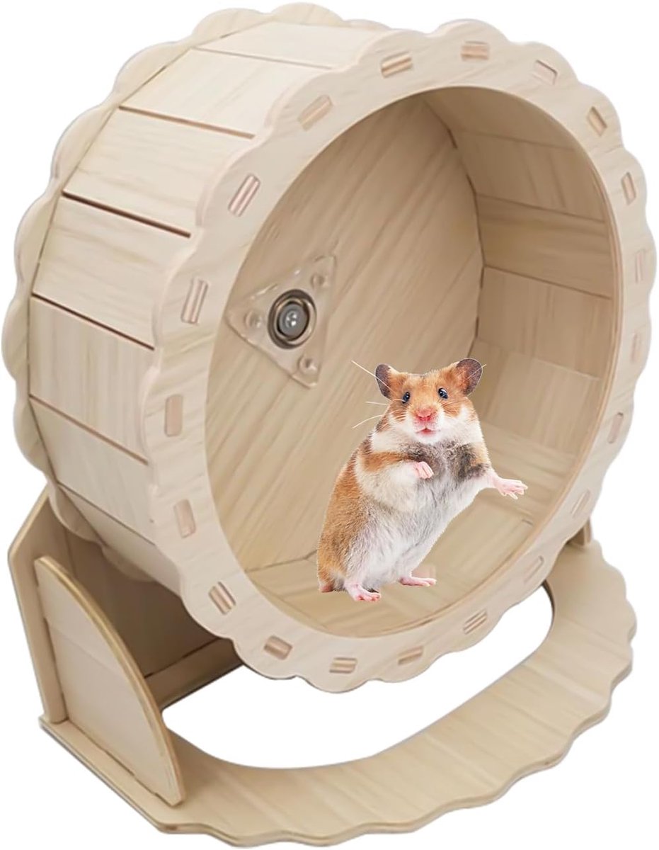 Stille loopfiets voor hamsters, diameter 15 cm, loopfiets van hout, accessoires voor kleine dieren, houten loopwiel, hamsterwiel, knaagdierwiel voor eekhoorns, muizen of andere kleine huisdieren