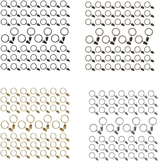 50 stuks gordijnringen met clips, roestvrije metalen gordijnring, 25 mm diameter hanger ringhaak clip voor het vasthouden van zware gordijnen staaf set en draperen - zilver — afbeelding 2