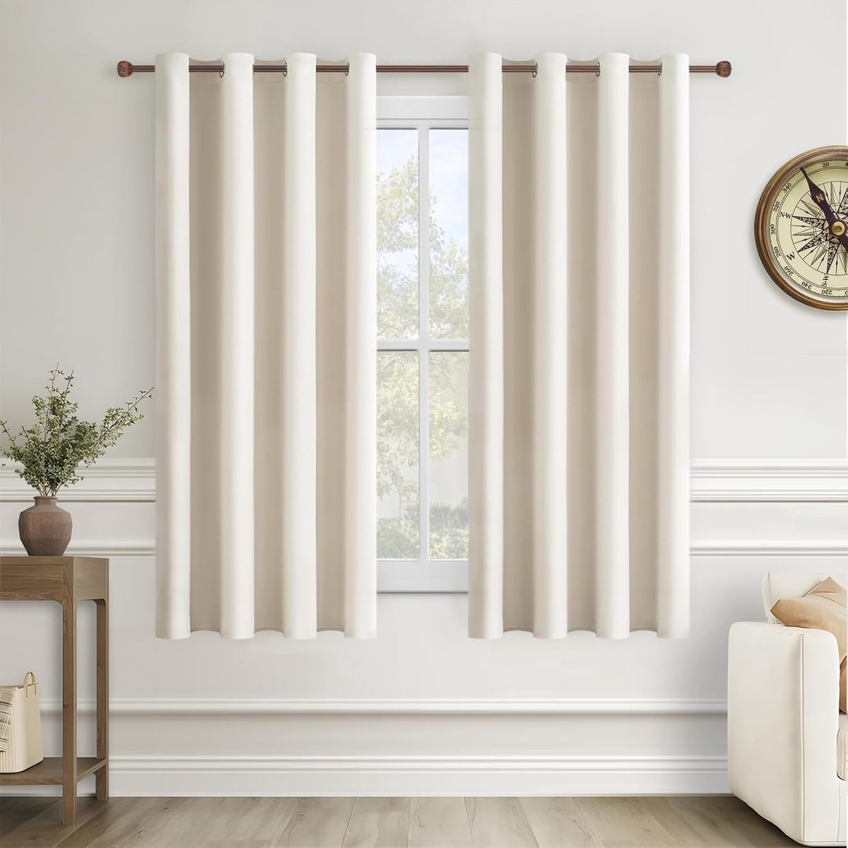 Gordijnen woonkamer met ingestanste ringen, ondoorzichtig, 140 cm breed, korte gordijnen, slaapkamer, kinderkamer, set van 2