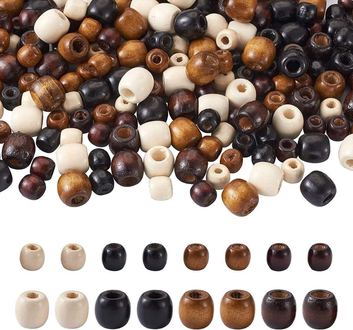 Kralen met groot gat, vatvormig, 4 kleuren, voor het maken van macramé sieraden, 240 stuks