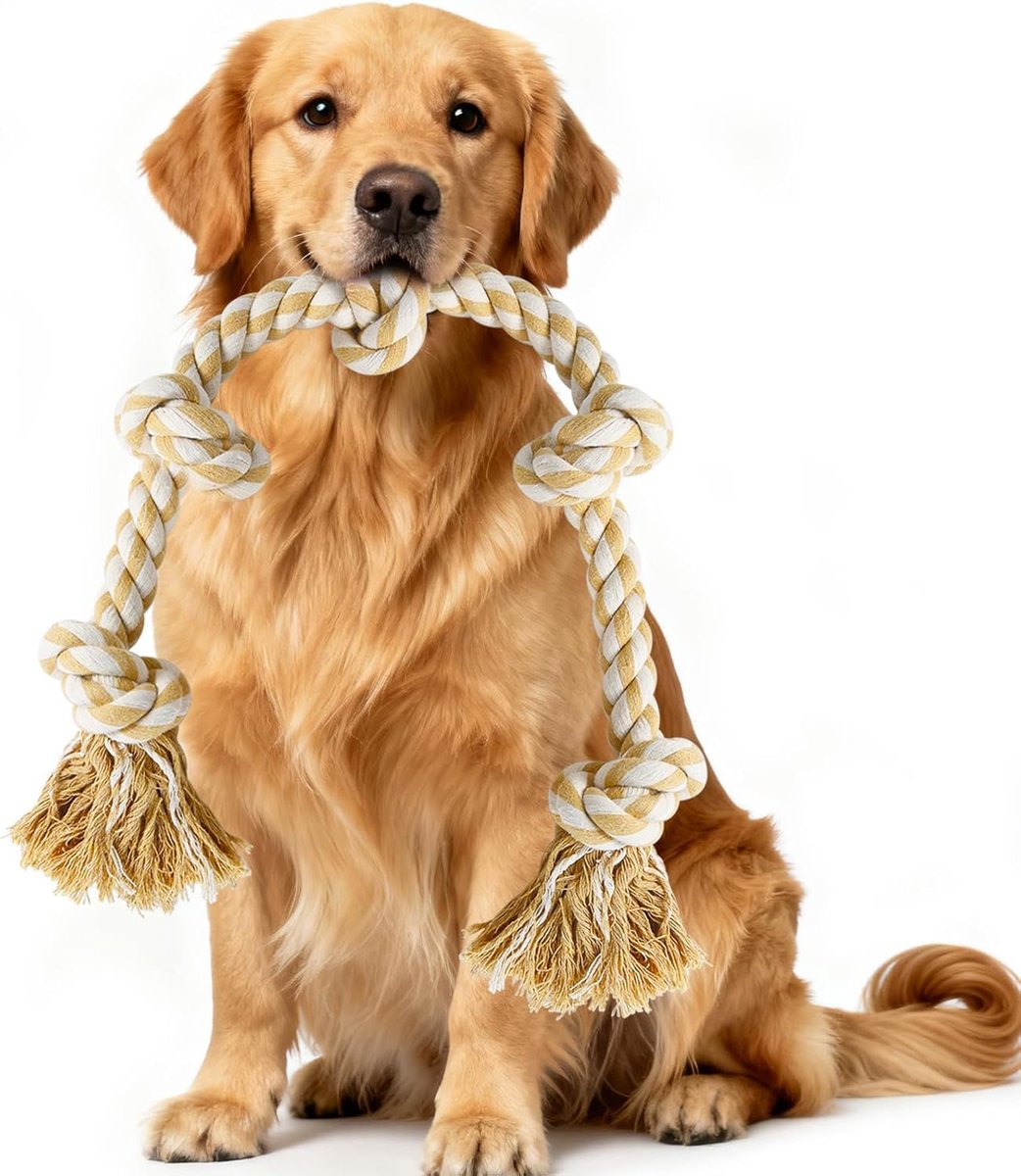 Touw hondenspeelgoed voor grote honden, XL onverwoestbaar, 35 inch sterk geknoopte hond interactief touw kauwspeelgoed voor agressieve kauwers