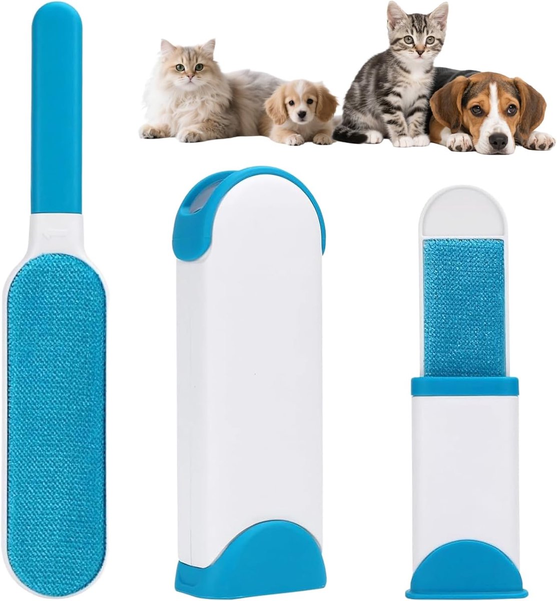 1 set pluisborstel voor dierenharen, pluisverwijderaar met zelfreinigend mechanisme, herbruikbare dierenhaarverwijderaar, pluisborstel voor het verwijderen van dierenharen, bank, kleding en auto