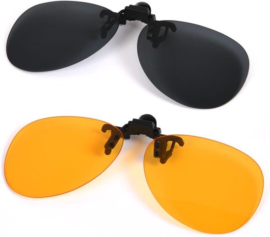 Gepolariseerde Opzetclip Zonnebril voor Brildragers - 2 Stuks Randloze Clip voor Nachtzicht Rijden, Padstijl, 13,3 cm x 6 cm — afbeelding 5