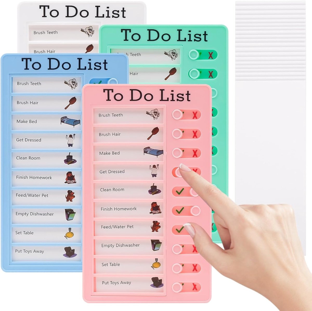 4 Stuks Takenlijst, Routine Planner, Takenbord, Memo Checklist Boards met Verwisselbare Papieren, Herbruikbare Organizer voor Tijdschema & Leerplanning, Kleurrijk