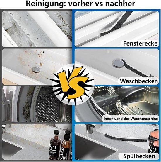6 stuks reinigingsborstels (3 lange + 3 korte borstelreinigingen/borstels om te poetsen) met reinigingsdoek - hoekreinigingsborstel, voegenborstel, splereinigingsborstel voor badkamer, keuken, tegels — afbeelding 3