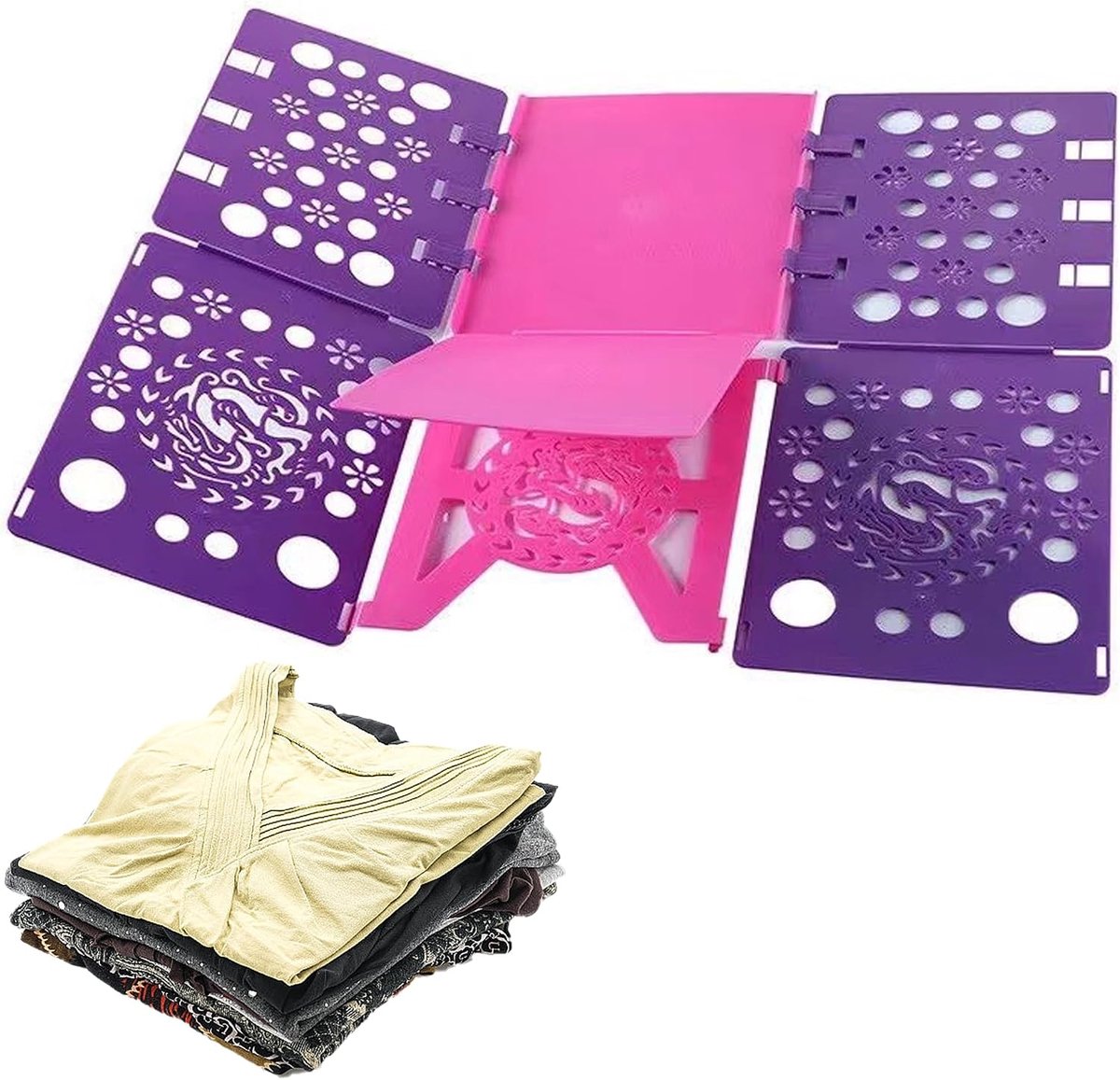 Kleding Vouwen Board, Speciaal patroon, T Shirt Map Plastic Kleding Map Duurzaam, Kleren Map, Vouwen Board Kinderen en Volwassenen, Wasserij Vouwen Board Kleding Kleding(Roze paars)