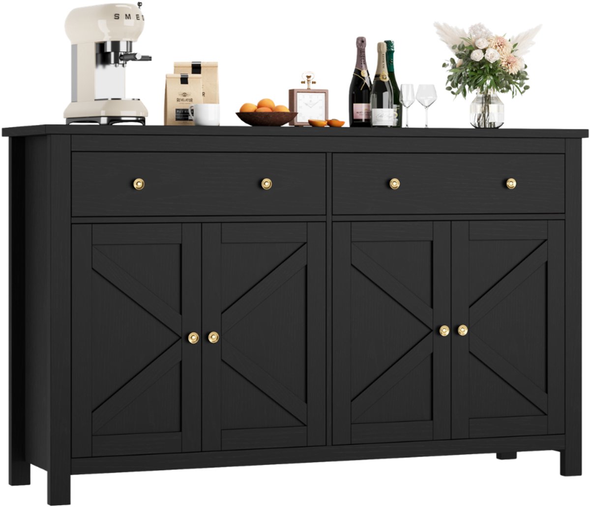 Sideboard – Voor woonkamer en eetkamer – Grote opslag en stijlvol design – Wit, 140cm