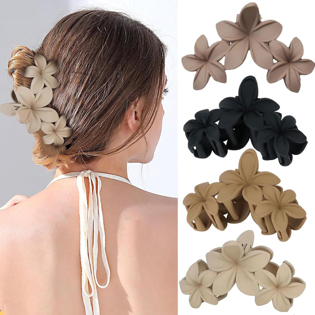 bloem haar klauw clips antislip bloem klauw clips sterke hold Hawaiiaanse klauw clip voor medium dik haar vrouwen en meisjes Hawaii haar accessoire (Hairclaw3Eggflower)