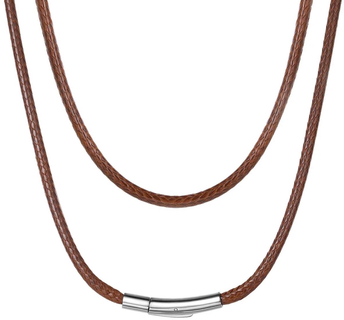 Leren ketting, modieus, waterdicht, roestvrij staal, kunstleer, herenketting, damesketting, zwart/bruin/roze/rood/wit, halsketting met naar keuze lengte (41/46/51/56/61/66/71/76 cm