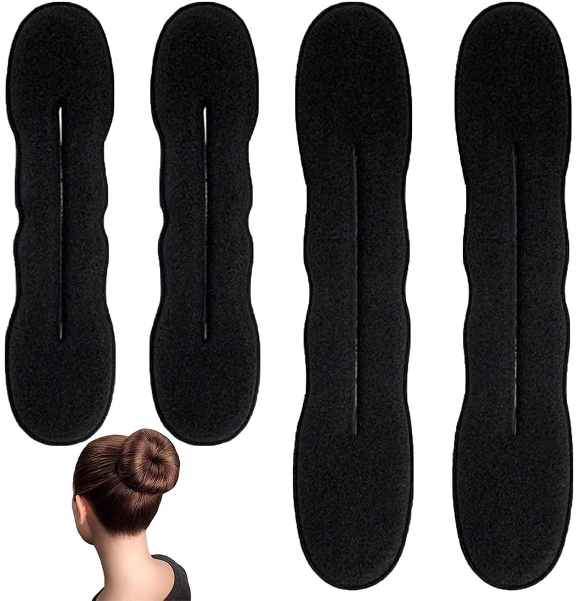4 stuks Magic Bun, Bun Maker Upgraded Haar Clip Spons Clip Kapsel Donut Bun Curler Donut Gereedschap, 2 groot en 2 klein, perfect voor stijlvolle knotten en chignons