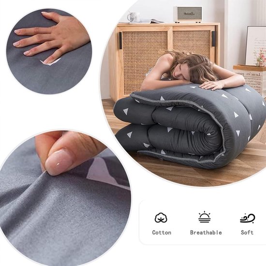 Japanse Futon Matras - Vloermatras Opvouwbaar - Comfortabel Slapen - Gelijkmatige Vulling - 135x200cm - Stijl 1 — afbeelding 3