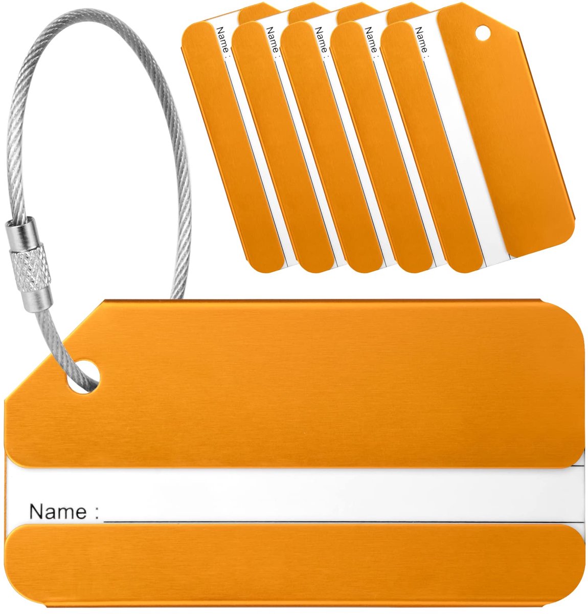 Yizhet 6 stuks aluminiumbagagelabels met stalen lus, 6 kleuren reistags voor identificatie van bagage