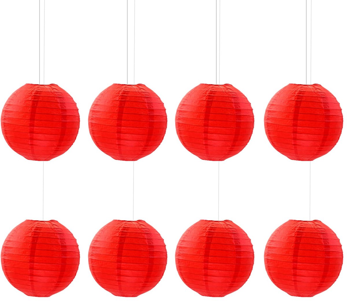8 Stuks Rood Papieren Lantaarn Ronde, Lampenkap Ronde Rood Papieren Lantaarn, Decoratie Papieren Lantaarns, Gelden voor Bruiloften, Verjaardagen, Feesten(Rood, 11,8 inch)