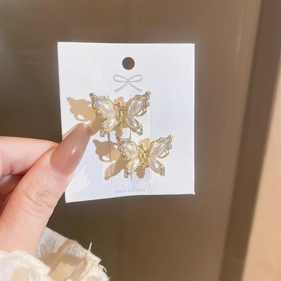 Haarklauwclips, klein, 2 stuks mini-haarklauwen voor feest, bruiloft, dagelijks, gouden haaraccessoires voor vrouwen, dames, meisjes, bloemen, meisjes, bruidsmeisjes — afbeelding 5