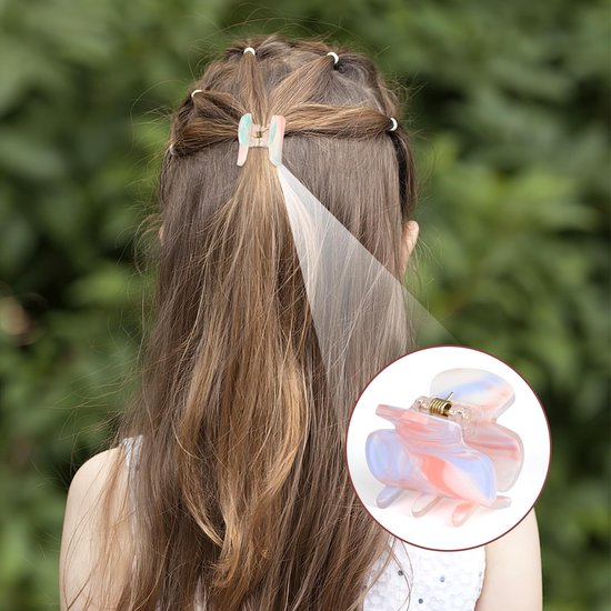 Haarklemmen, 6 stuks, kleine haarspelden voor dames, gemiddeld en dun haar, antislip klauw, haarspelden, schildpad-celluloseacetaat, haarklemmen voor vrouwen en meisjes — afbeelding 5