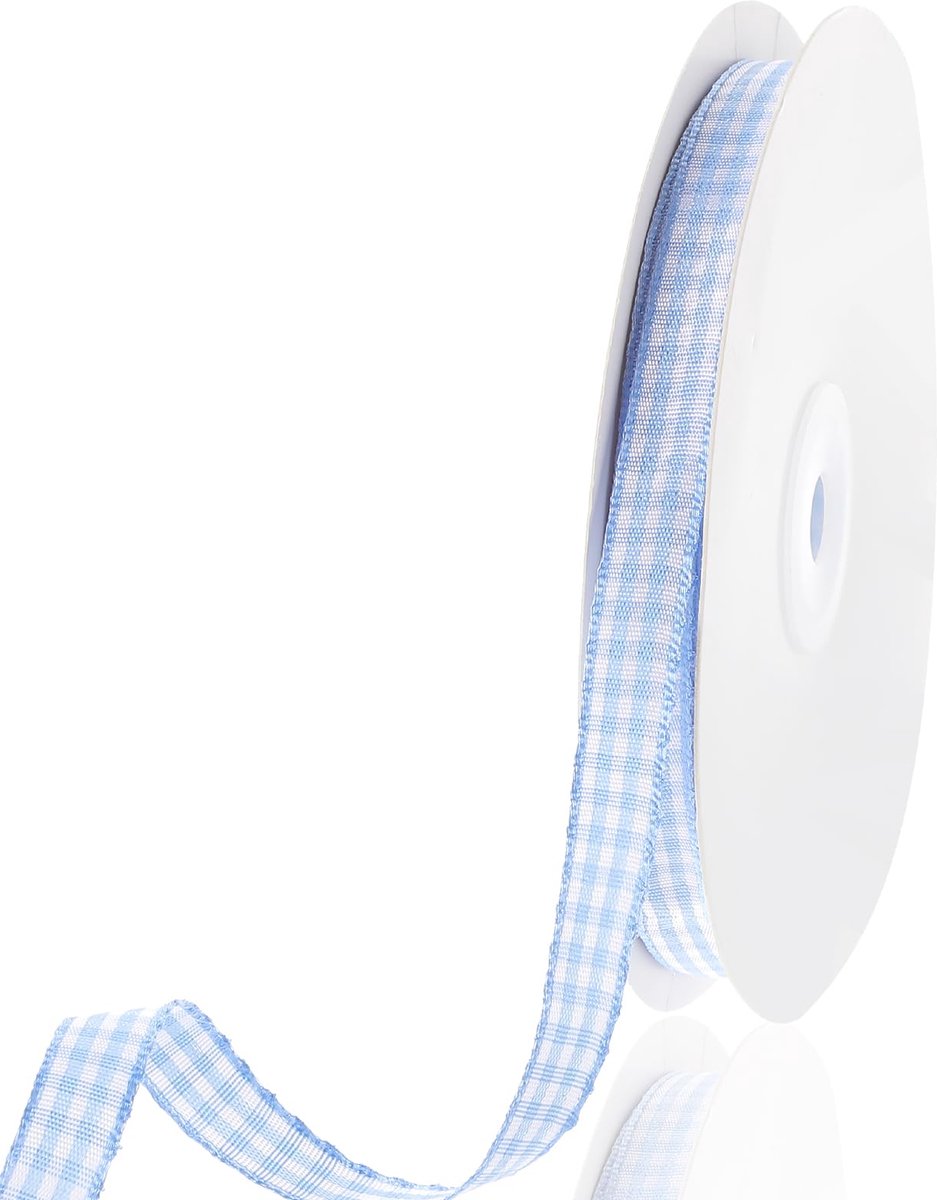 Gingham tape, blauw-wit Gingham-band, 3/8 inch x 45,7 m, Buffalo checker-tape, knutselband voor doe-het-zelfprojecten, picknick, kunstonderwijs, geschenkverpakkingen