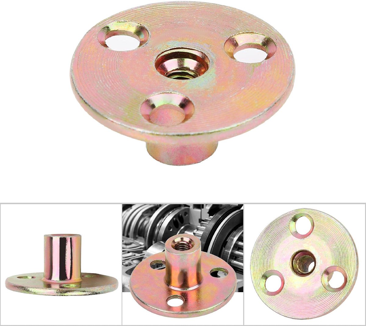5 Pcs Ijzeren Plaat Moer Flens Moer 3 Gat Gegalvaniseerd Ijzer Ronde Base Hoge Sterkte T Moer Set M6 M8 M10 (M6)