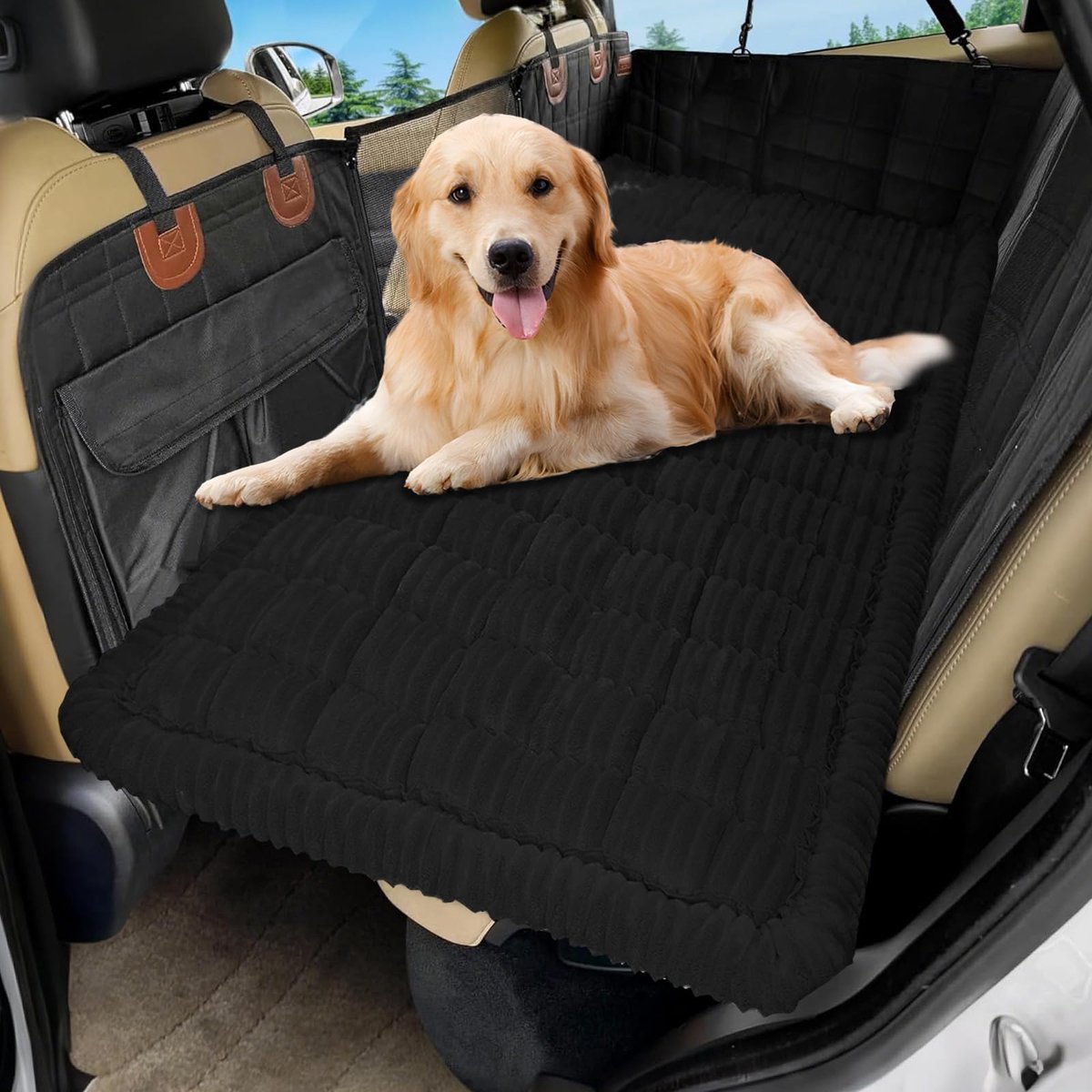 Hondenhoes achterbank voor auto, 62 x 137 cm, antislip en krasbestendig hondendeken, auto, waterdichte achterstoelhoezen voor kleine en grote honden, zachte autobeschermer (zwart)