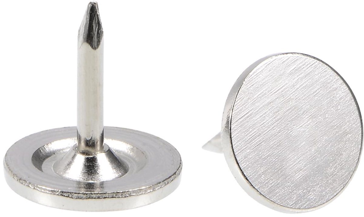 60 stuks behangnagels, platte kop 9,5 mm x 10 mm voor decoratieve meubels, spijkers voor banken en hoofdeinden, zilver