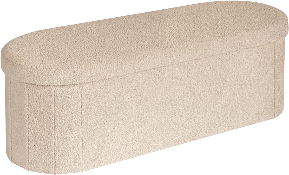 SnelShoppen - Bonlife Opvouwbare Opbergbank - Opbergbox met Voetensteun - Bloemenmotief - Beige - 110 cm voor Gang, Woonkamer en Slaapkamer