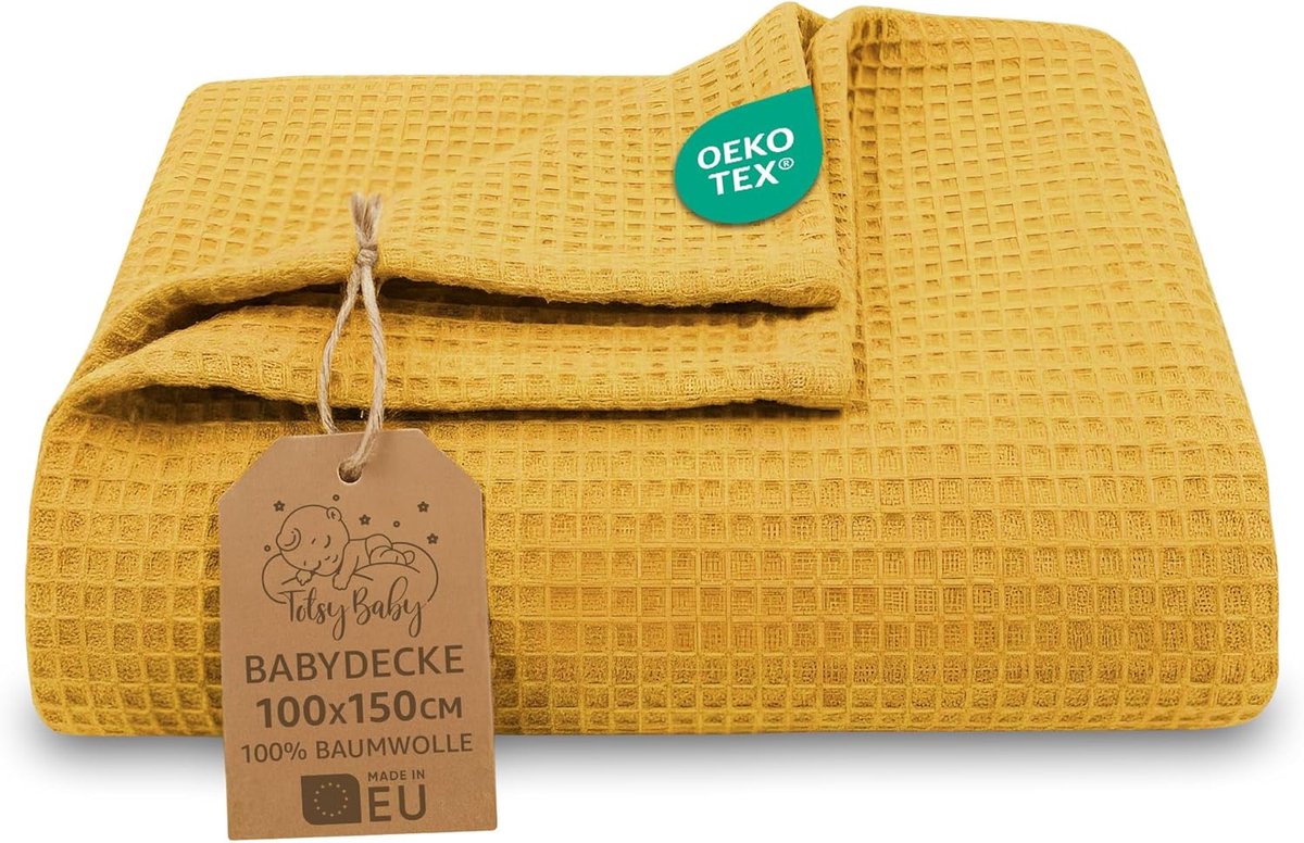 SnelShoppen - Waffle Babydeken 100x150 cm - Ademend Katoen Wafelstructuur - Zacht Voor Baby's - Oeko-Tex Gecertificeerd - Ideaal Voor Crib, Wieg, en K