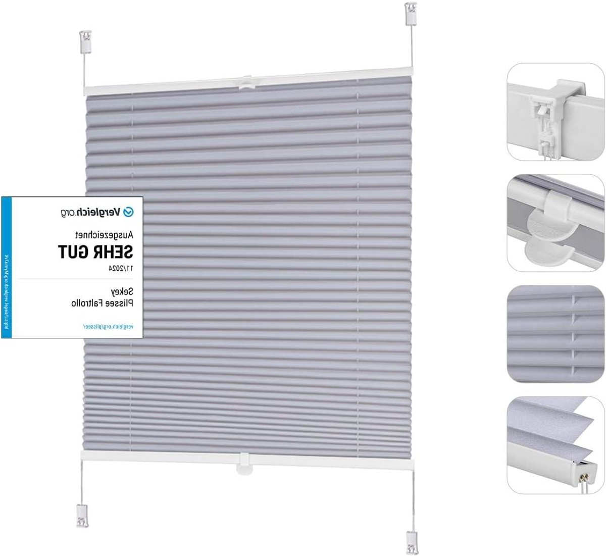 Plissé Gordijn - Klemfix Blind - Privacy en Zonwering - Zonder Boren - 50 x 130 cm - Blauw