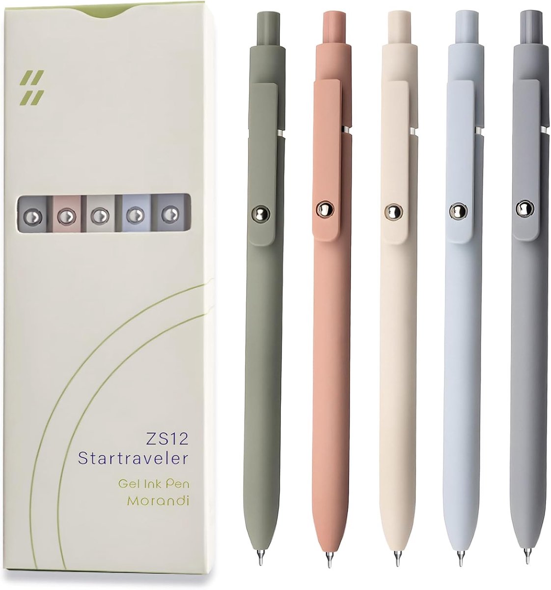 SnelShoppen - Gelpennen 5 Stuks - 0.5mm Fijne Tip Zwarte Inkt - Comfortabele Siliconen Grip - Hoge Kwaliteit Met Metalen Clip - Perfect Voor Schrijven