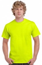 Neon fluor geel T-shirt - reflecterend - heren - katoen/polyester - normal fit XL