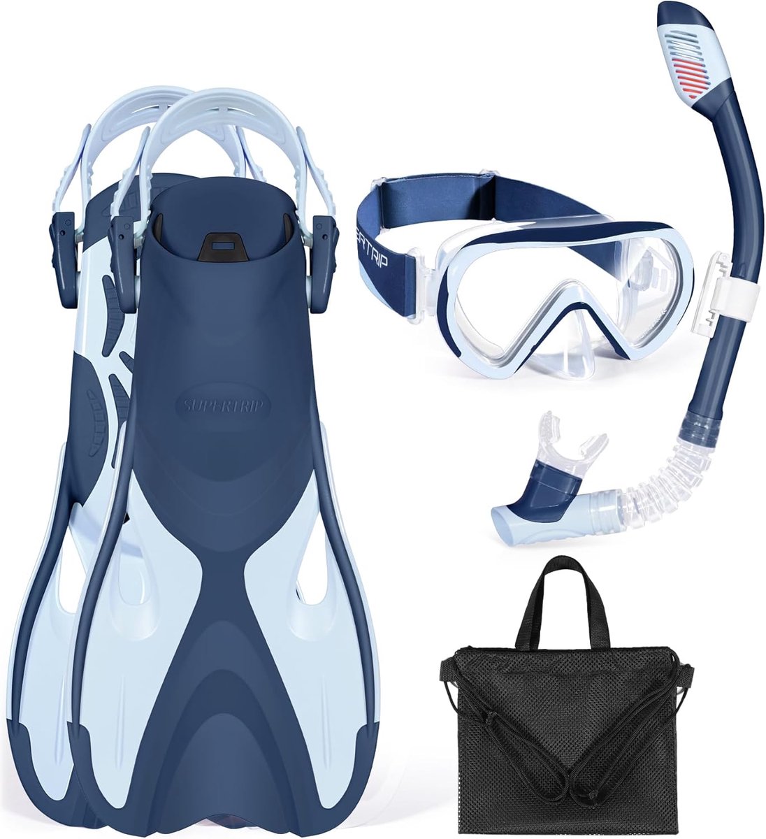 SnelShoppen - 4-in-1 Snorkel Set voor Kinderen, 180° Panoramisch Duikmasker, Verstelbare Vinnen, Premium Dry Snorkel, Snorkelen voor Jongens en Meisje