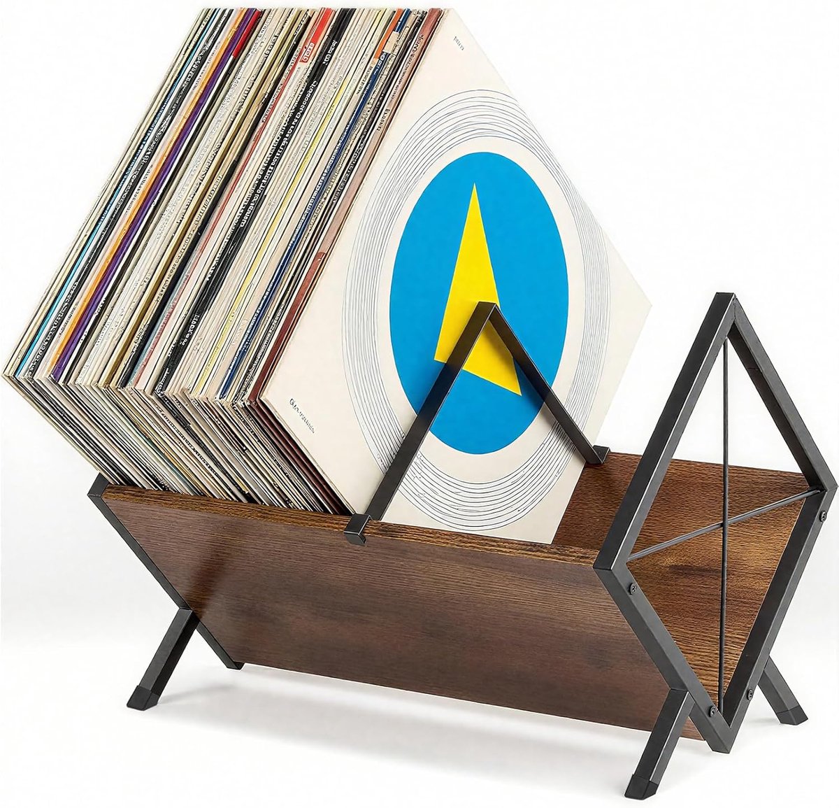 SnelShoppen - Vinylplatenrek voor 80-100 LP's - Platenstandaard 40x30x30 cm - Vinylplank met Antislip Scheidingsklem - Organizer voor CD's, Albums, Ti