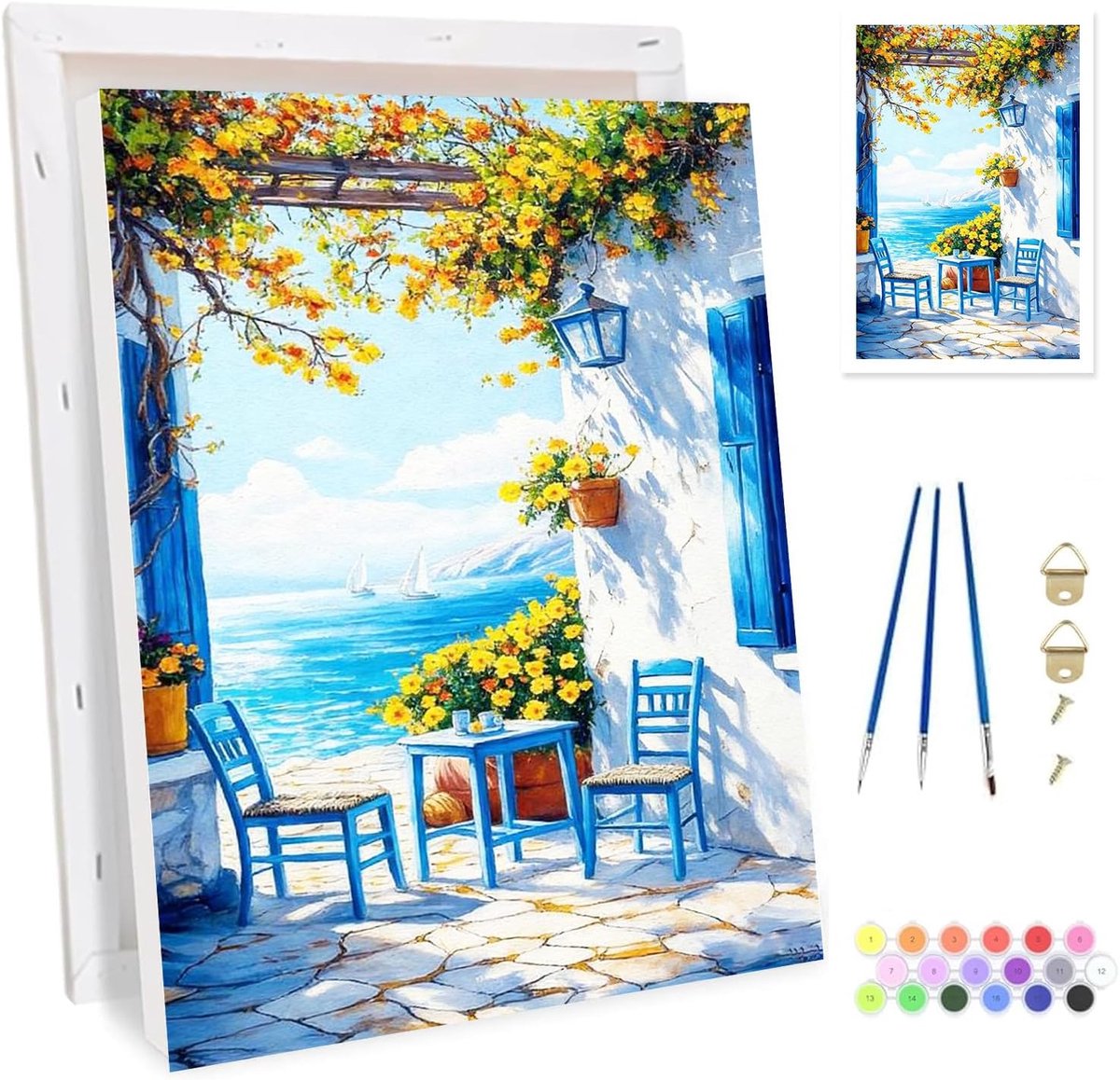 SnelShoppen - Paint by Numbers Set voor Volwassenen - Bloemen Schilderen op Canvas - Inclusief Lijst, Easel, Acrylverf en Penselen - Creatieve DIY Kle