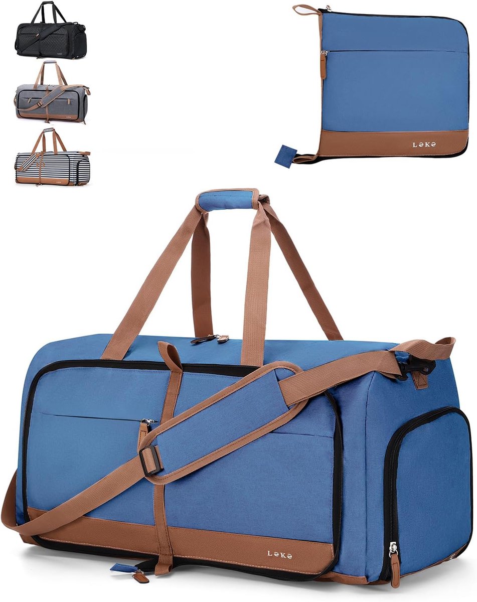 SnelShoppen - Vouwbare Reistas Dames Sporttas Weekendtas met Schoencompartiment 60L-150L Donkerblauw voor Reis, Sport en Weekenduitjes